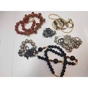 Lot of 6 Necklaces different materials, Boho / Retro